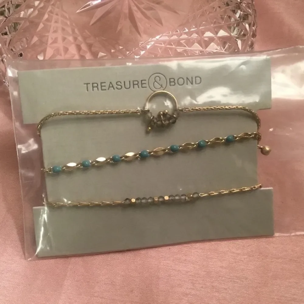 NWT Treasure & Bond (Nordstrom) Set of 3 Adjustable Goldtone Bracelets